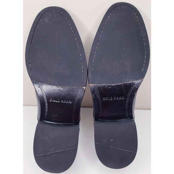COLE HAAN Cap Toe Oxford Leather Dress Shoes Navy Basket Weave Men's Size 9M - Picture 10 of 16